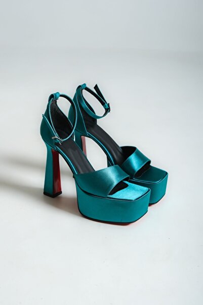 Ayakkabı Ateşi Зелений атласний жіночий взуття на платформі спеціального диза...