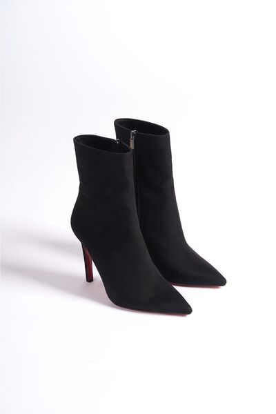 Ayakkabı Ateşi Cizme de damă cu toc subțire stiletto din piele intoarsa neagr...