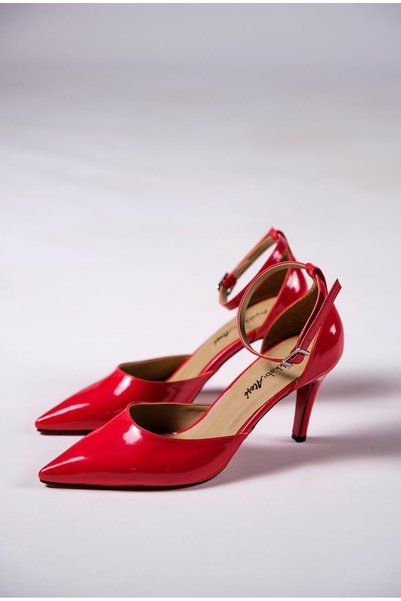 Ayakkabı Ateşi Kırmızı Rugan Kadın Ince Topuklu Ayakkabı Stiletto Olivia