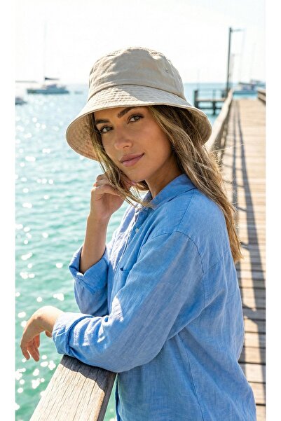 LAGRANZE قبعة دلو مغسولة كلاسيكية للسيدات