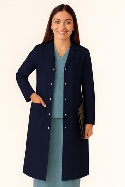 Vatan Tekstil Kadın Klasik Yaka Alpaka Kumaş Slim Fit Önlük, Doktor, Öğretmen...