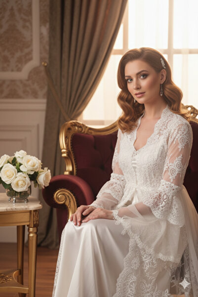 bigmama طقم ثوب نوم طويل من الساتان، ملابس استعداد للزفاف، ملابس شهر العسل مع...