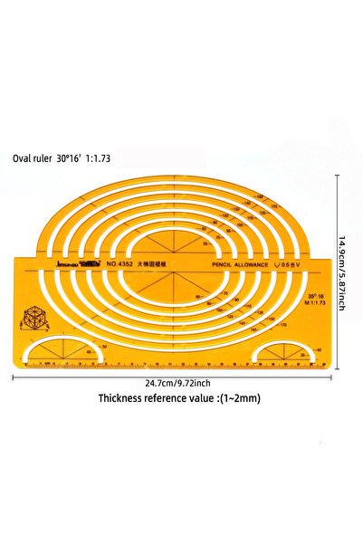 Choice مسطرة دائرية بيضاوية متينة من الراتنج K، تصميم أثاث، قالب رسم معماري، ...