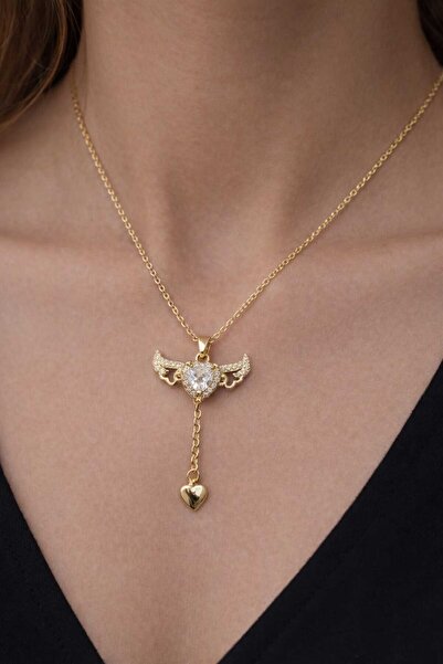 mixify Gold Color Steel Angel Pendant + Gift Boxed