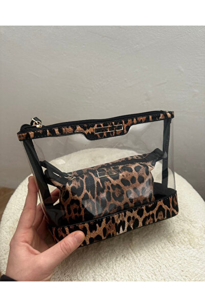 Nues حقيبة مكياج مكونة من قطعتين / ليوبارد