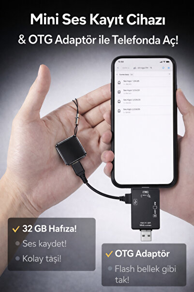 ULTRATEKNO KB55 Dünyanın en incesi Kristal Mikrofonlu Kulaklıklı 32 Gb Hafıza...