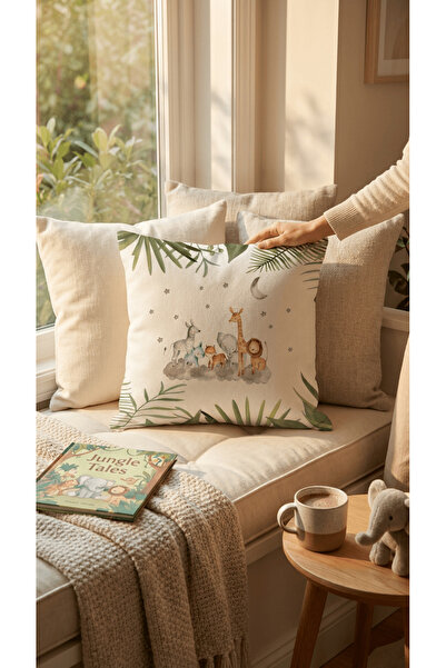 Talia Home Husă de pernă pentru copii cu model Safari, pachet de 3 Tlakr-041