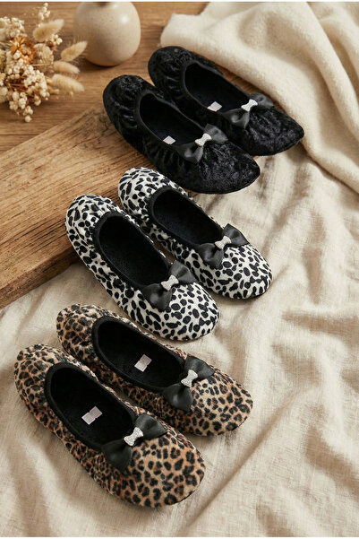 Mijja مجموعة من 3 أحذية منزلية مخملية مزينة بفيونكة، هدية يومية، هدية الحج وا...