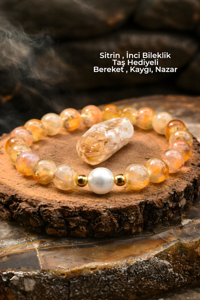 NBS Beautiful Naturel Stones سوار نسائي من الحجر الطبيعي مع اللؤلؤ الحقيقي سي...