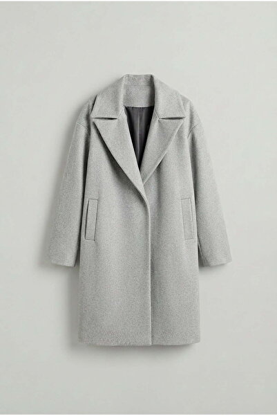 ablukaonline Oversize Relaxed Fit Long Men's Cashmere Coat Overcoat Gray
