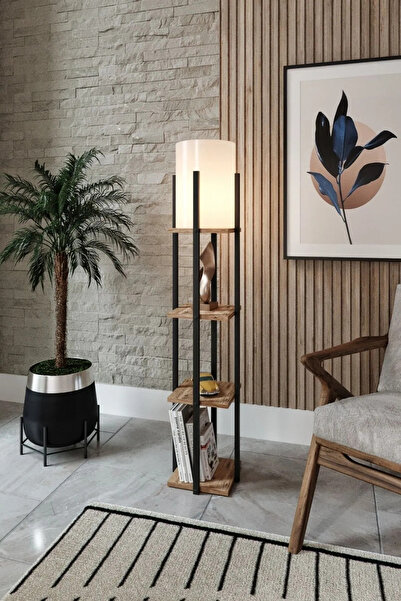 Turkish Home Floor lamp with shelves - black and brown - 145 cm