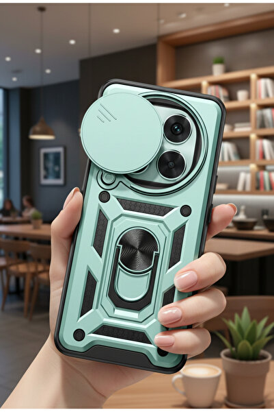 Hatreds Xiaomi Redmi Note 14 Pro 5G Kılıf Sürgülü Lens Korumalı Yüzüklü Stand...