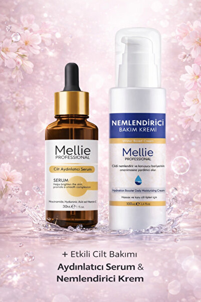 Mellie Professional Cilt Bakım Seti Cilt Aydınlatıcı Serum + Nemlendirici Bak...