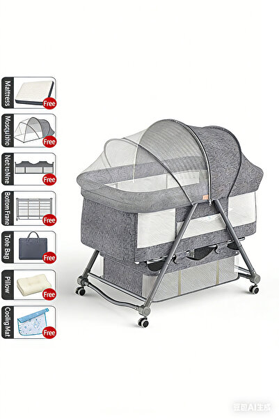 Arabest مهد أطفال 6 في 1، سرير محمول مع حقيبة حمل ووسادة وسجادة تبريد، مناسب ...