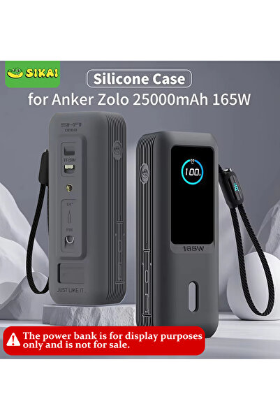 Choice جراب شاحن محمول من السيليكون الصديق للبيئة من سيكاي، باللون الرمادي، م...