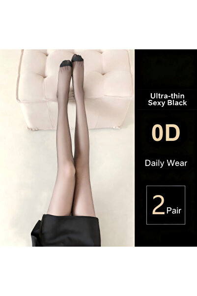 None 2 Pairs Daily Wear Transparent 0D Black Pantyhose Stockings Tights