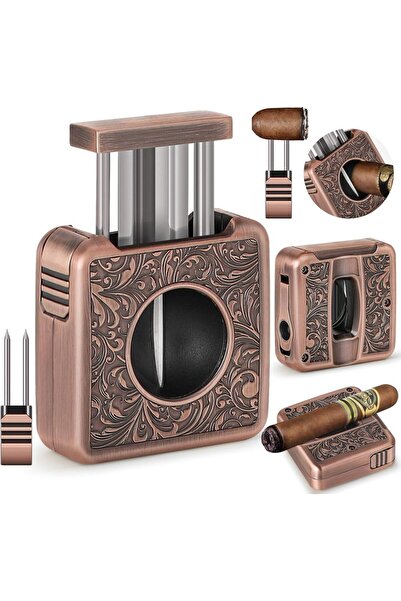 Choice Red Cigar Cutter,4 in 1 Multifunction V Cut Cutter with Cigar Punch,Ci...