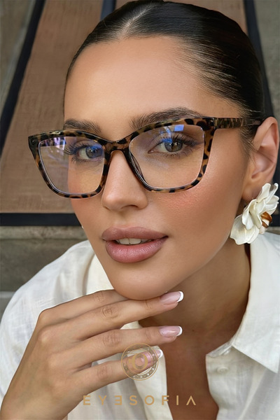 Eyesofia Pearly Cat Eye Leopard Frame Blue Block Blue Light Filter Screen Gla...