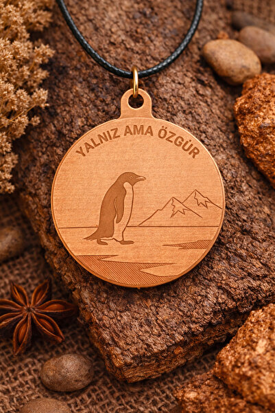Güney Takı Store Penguin Is Alone but Free Themed Pure Copper Necklace