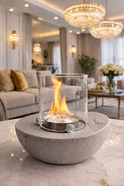 CopArt Meta Naturel Masaüstü Beton Şömine - 1 Lt Bioetanol Yakıt Hediyeli