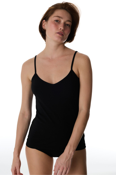 Penti Black Reversible Side Cotton V Neck Tank Top