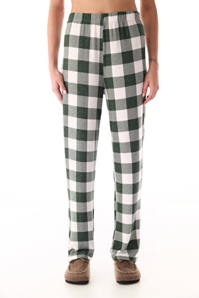 Penti Dark Green with Love Plaid Thermal Effect Pajama Bottoms