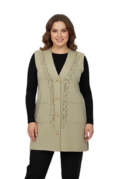 BAGLAN Vestă pentru mamă cu paiete de culoare bej NIL-1526