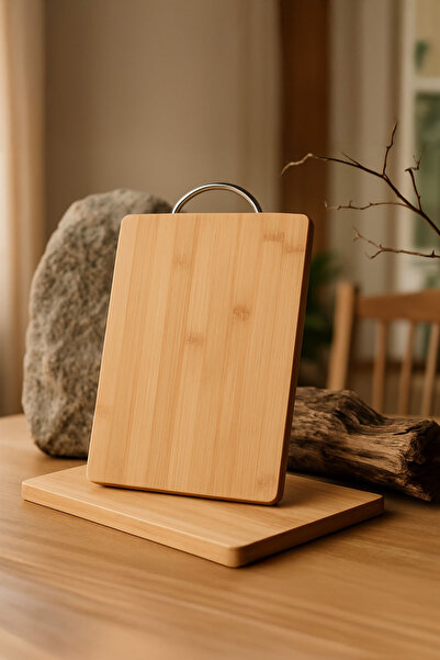 E MODA لوح تقطيع مستطيل من الخيزران مقاس 26x36 سم - حجم كبير، متين ومزود بمقبض