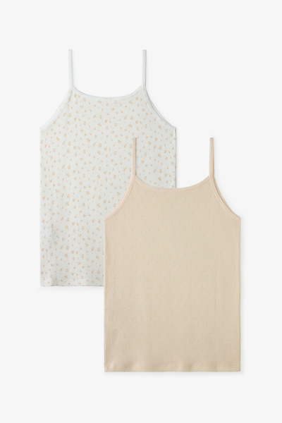 Penti Ecru Girl's Ditsy 2-Piece Tank Top