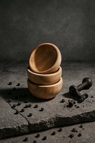 E MODA مجموعة من 3 أوعية بسكويت مستديرة من الخيزران - تصميم أنيق وصحي للاستخدام