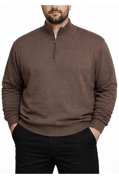 Tony Montana FERMUARLI TRİOR YAKA BÜYÜK BEDEN PREMIUM BATTAL TRİKO KAZAK TB3035