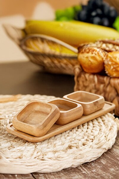 E MODA طقم صحون تقديم مربعة من الخيزران مكون من 3 قطع – تصميم أنيق وطريقة است...