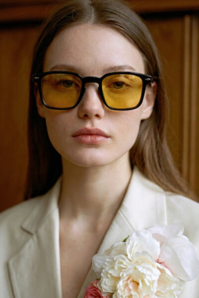 Eyesofia Zee Unisex Luxury Glass Black Smoked Yellow Sunglasses