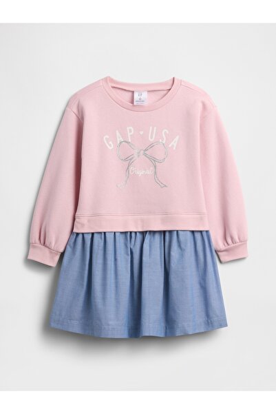 GAP Kız Bebek Pembe Sweatshirt Elbise