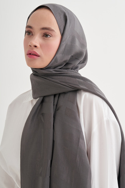 carell Geometric Pattern Liora Cotton Shawl Anthracite