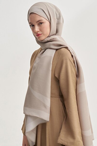 carell Linea Sütlü Kahve Monogram Floş Şal