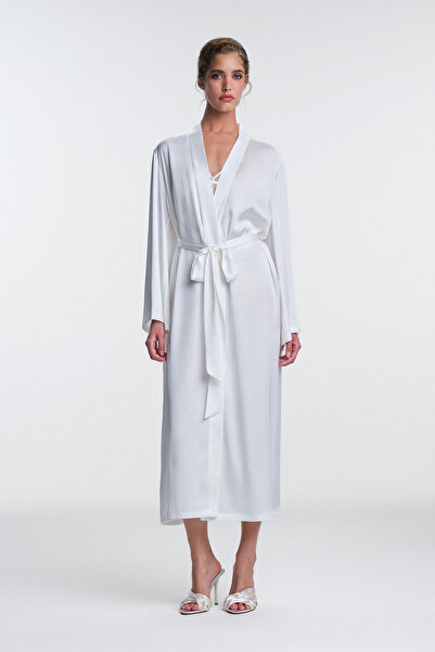Penti Off-White Scarlett Lace Long Sleeve Dressing Gown