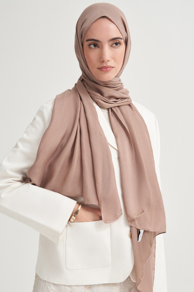 carell Şantuk Çift Taraflı İpekli Şal Sütlü Kahve