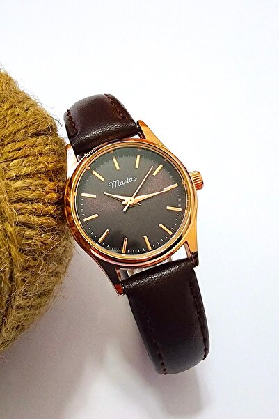 Marlas Retro Kadın Kol Saati, Vintage Minimal, Rose Gold Renk, Çizgili Kadran...