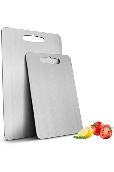 Arabest Professional 2x Thickened Stainless Steel Cutting & Chopping Board Se...