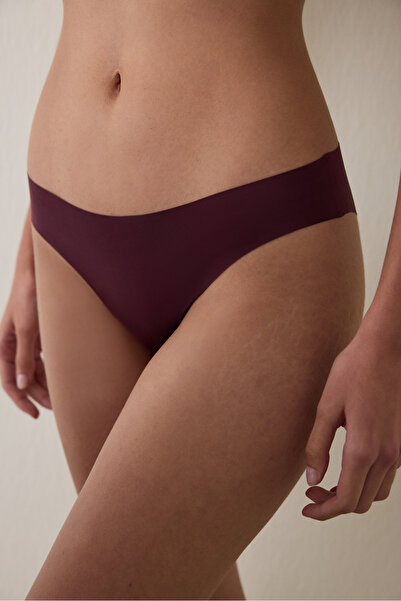Penti Burgundy Non-Marking Laser Cut Regular Waist Slip Panties