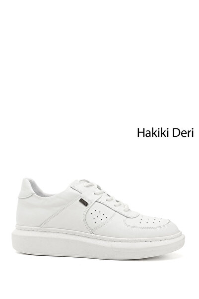 GÖNDERİ(R) Dámske biele topánky na klinovej podrážke z pravej kože