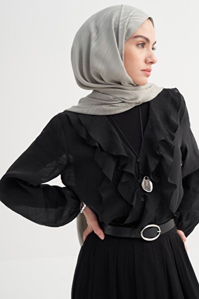 carell Simetrik Jakar İtalyan İpekli Şal Açık Gri