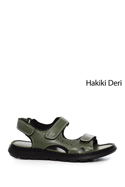 GÖNDERİ(R) Men's Adjustable Velcro Strap Genuine Leather Sandals
