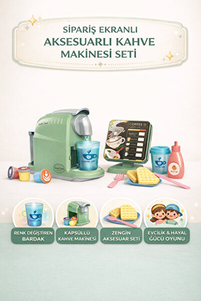 YILDIRIM OYUNCAK Sipariş Ekranlı Oyuncak Kahve Makinesi Seti - Oyuncak Sesli ...
