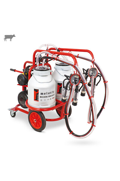 Melasty İkili İnek Süt Sağma Makinesi (Çift Güğümlü) (Alüminyum-Kauçuk) (Yağlı)