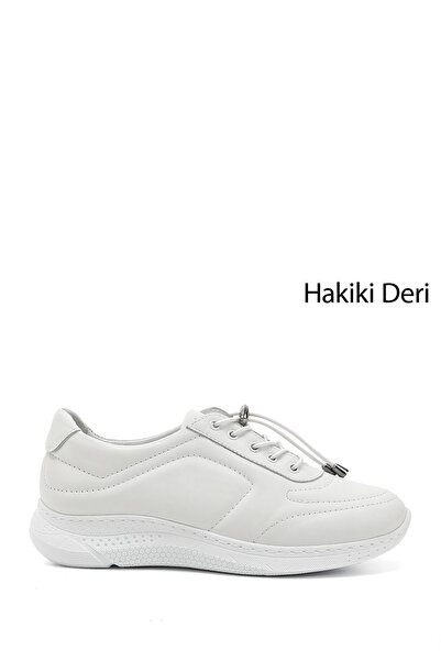 GÖNDERİ(R) Γυναικείο sneaker από γνήσιο δέρμα σε λευκή σόλα με κορδόνια