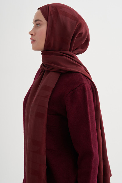 carell Geometrik Desen Liora Pamuk Şal Bordo