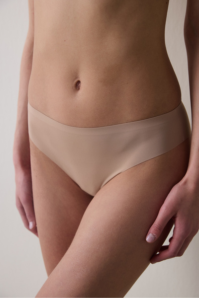 Penti Ribbed Bonding Laser Cut Beige Brazilian Panties