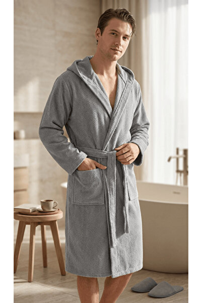 Lucy and Home Halat de baie 100% bumbac jacquard bucle, gri